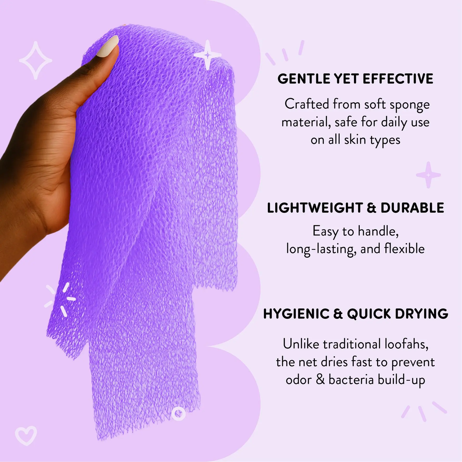 éclat African Bath Net Long Sponge – 1pc/ 3pcs Exfoliating Skin Smoother Shower Body Scrubber - Image 28