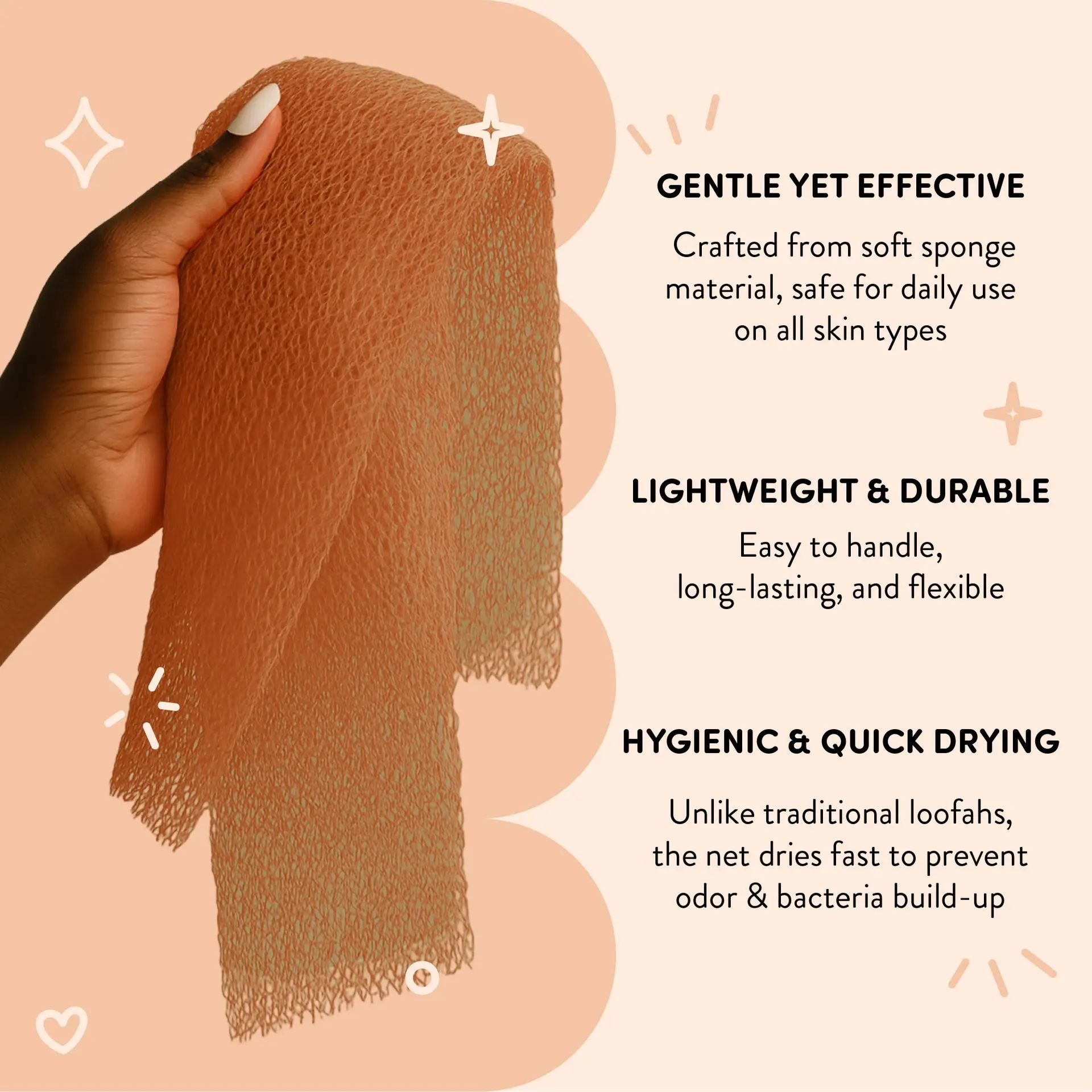 éclat African Bath Net Long Sponge – 1pc/ 3pcs Exfoliating Skin Smoother Shower Body Scrubber - Image 30