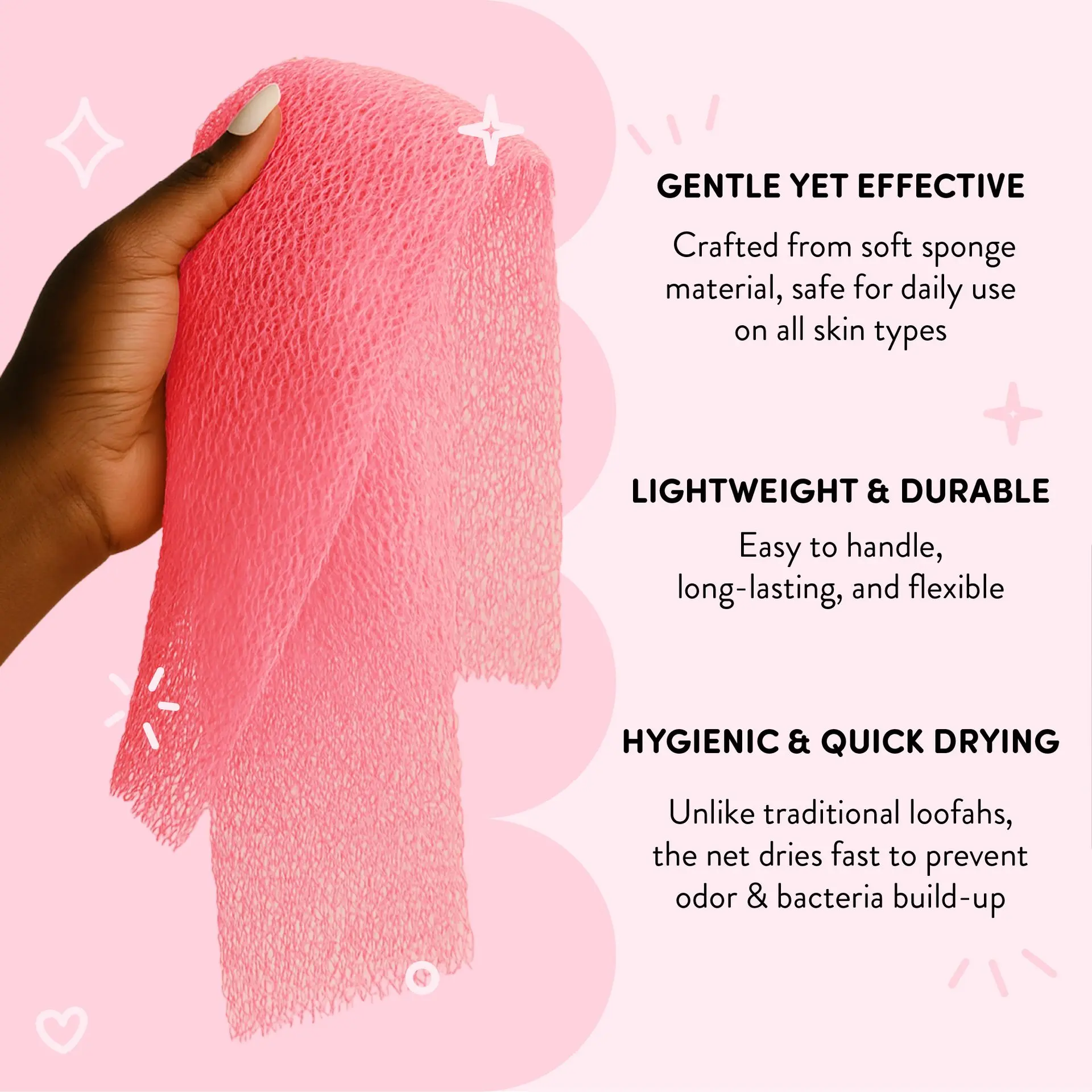 éclat African Bath Net Long Sponge – 1pc/ 3pcs Exfoliating Skin Smoother Shower Body Scrubber - Image 31