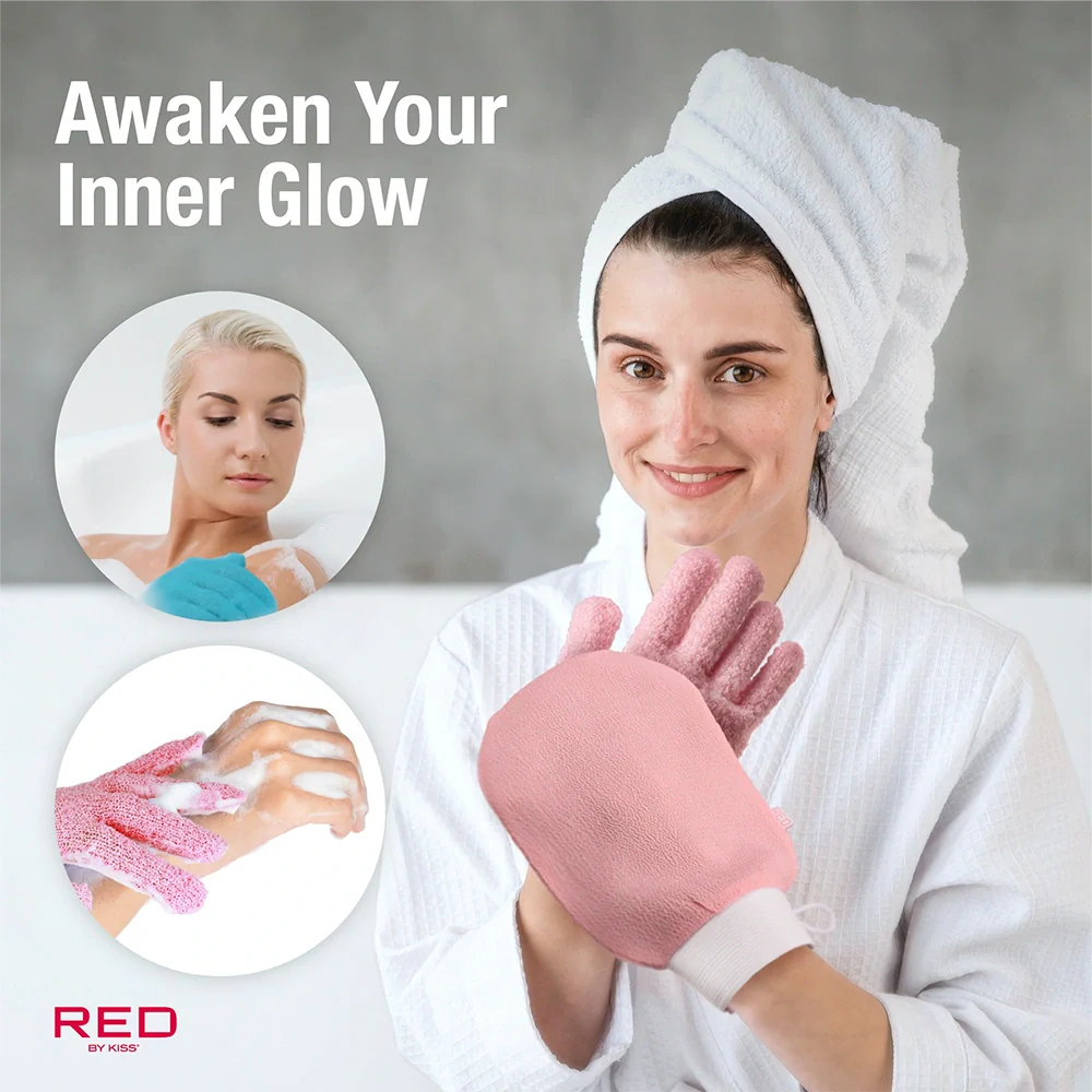 RED by KISS Body Exfoliating Bath And Shower Gloves - Image 5